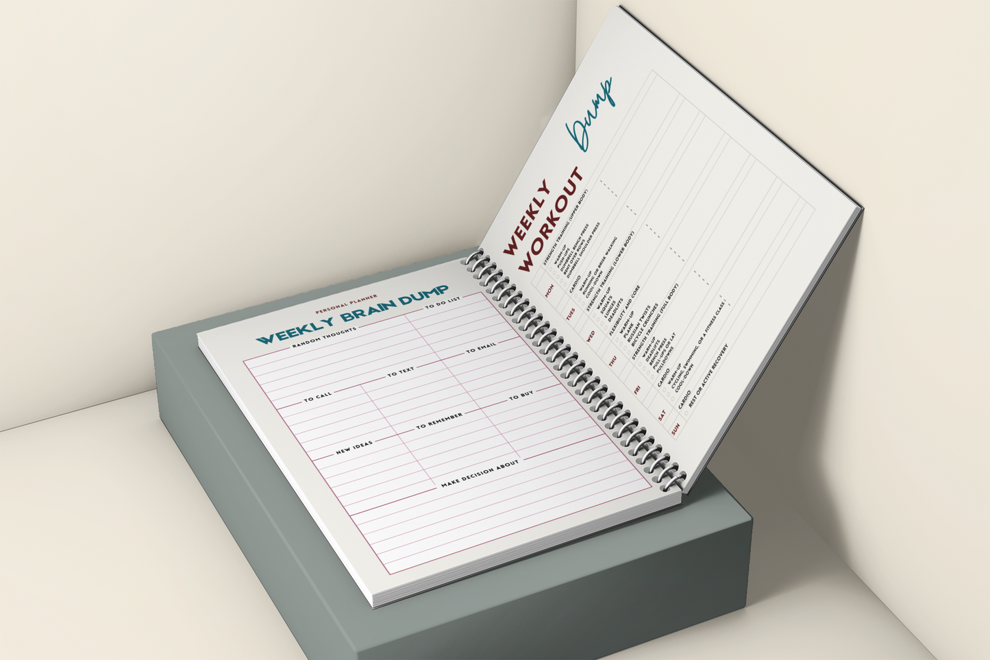 Weekly Brain Dump Exercise Planner